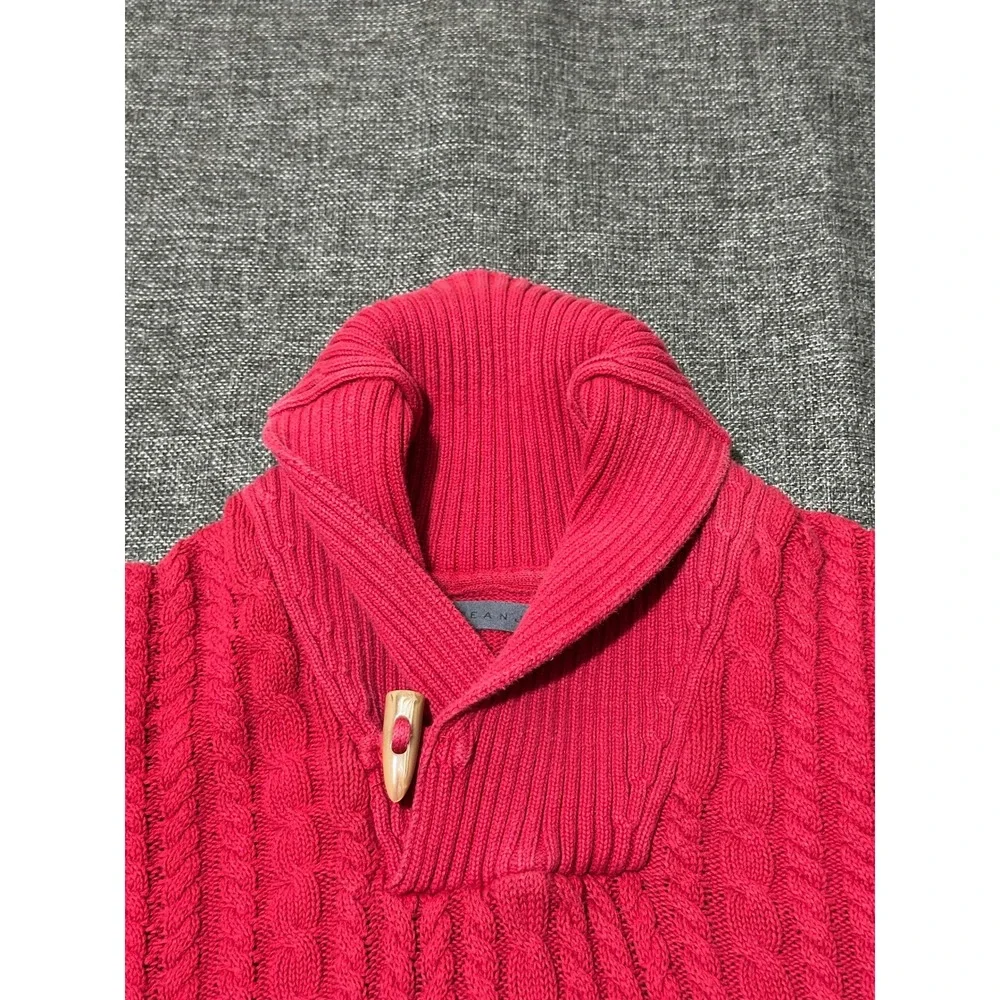 Sean John Mens 3XL Sweater Red Cable Knit Shawl Neck Toggle